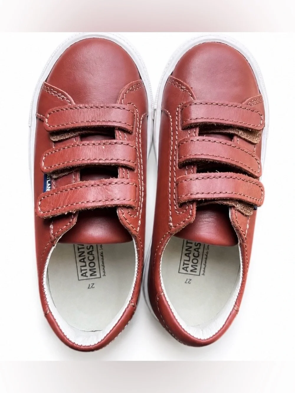 Atlanta Mocassin Camel Smooth 3-Strap Kids Sneaker NEW WITHOUT BOX